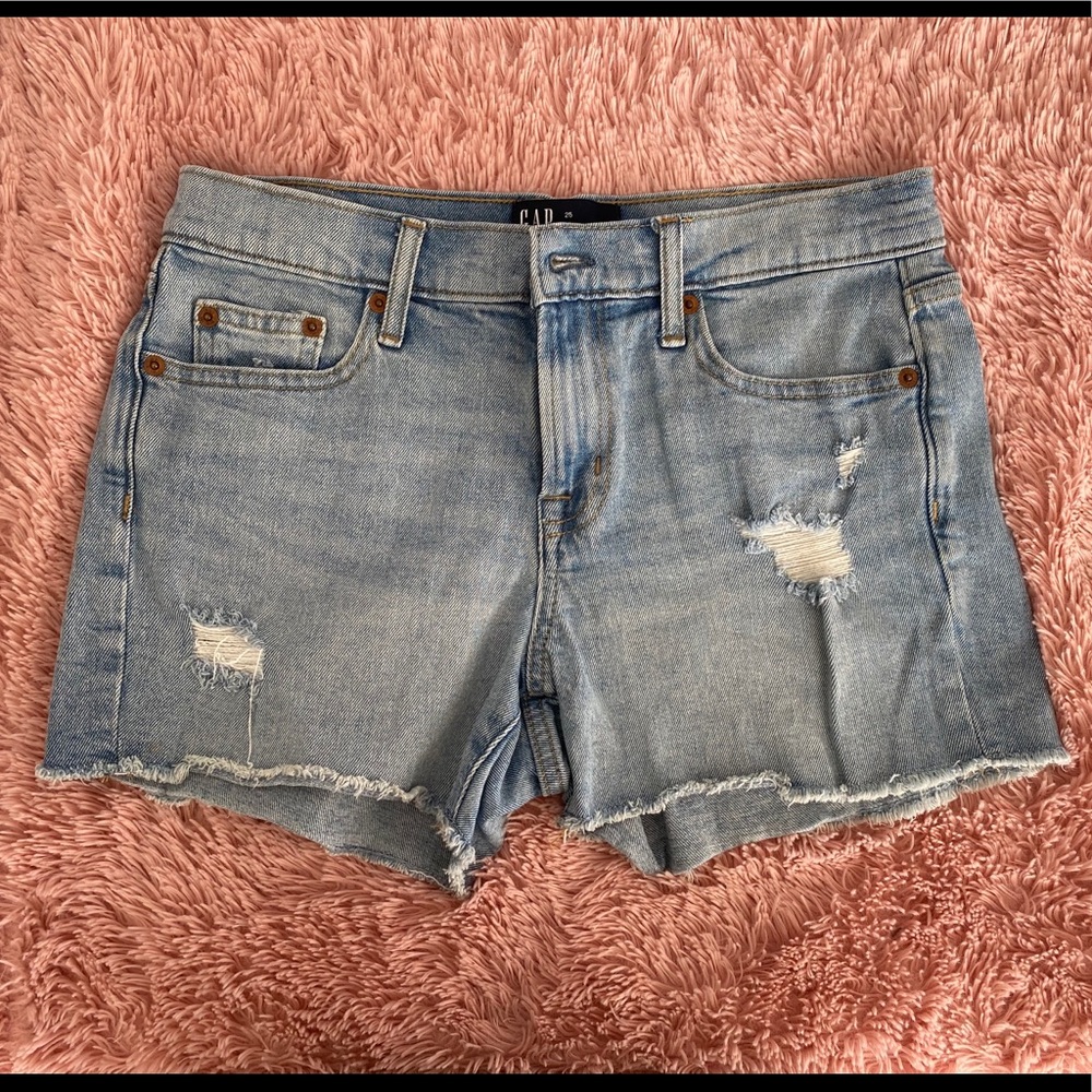 Mid-Rise cut-off denim jean shorts